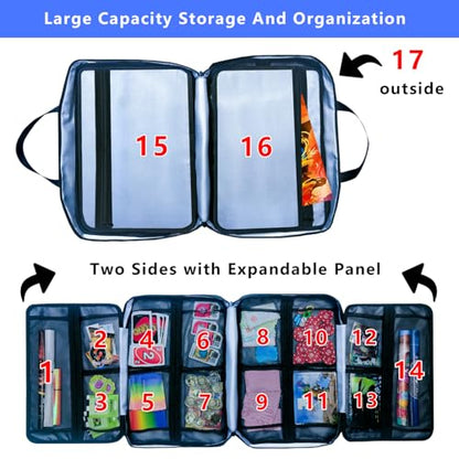 Mi Ya Mi Lai 17-Pocket Board Game Organizer Carry Case - Storage & Travel Case for Games, Cards, Tokens, Dice Accessories.