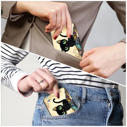 Credit Card Holder, Mini Aluminum Card Wallet RFID Blocking Slim Metal Hard Card Case for Women Men, Cat on Branch - color: Cat on Branch
