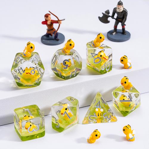 D&D Bee Dice Set, Honeybee Resin Polyhedral Dice for Dungeons and Dragons, RPG, MTG DND 7-DIE (D4, D6, D8, D10, D12, D20, D%) for Ages 15 and Up - color: Bee