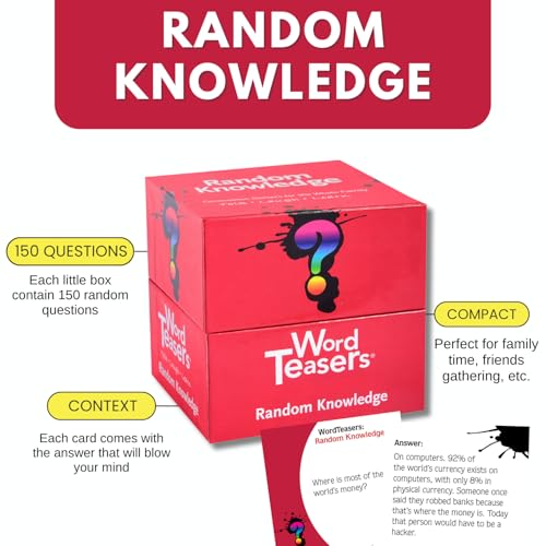 ? WORD TEASERS Random Knowledge Trivia Cards - Fun Trivia Game for Family, Kids, Parties & Travel - 150 Trivia Questions & Conversation Starters - style: Classic