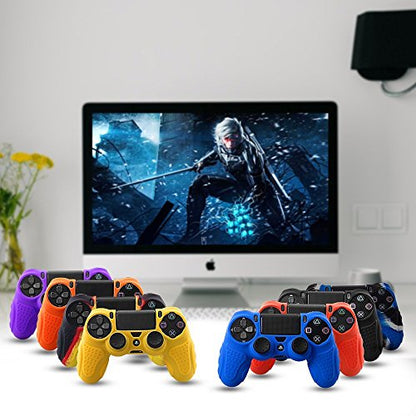 CHINFAI PS4 Controller DualShock4 Skin Grip Anti-Slip Silicone Cover Protector Case for Sony PS4/PS4 Slim/PS4 Pro Controller with 8 Thumb Grips (Camou-Blue) - color: Camou-blue