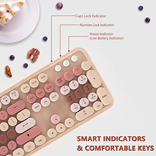 Colorful Wireless Keyboard and Mouse Combo - 104 Key Wireless Keyboard with Number Pad for Windows PC, Notebook, Laptop (Chocolate) - color: Chocolate