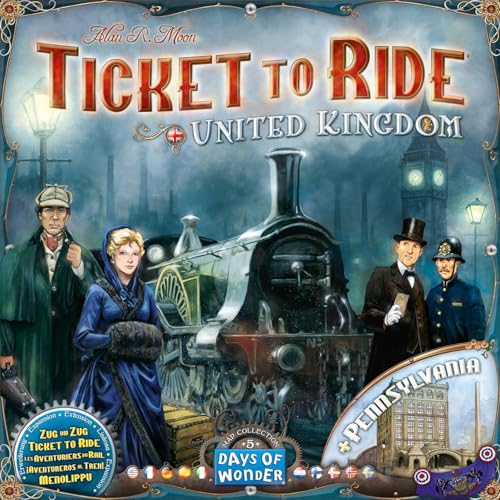 Asmodee Ticket to Ride United Kingdom + Pennsylvania Board Game Expansion - Strategy Game, Family Game for Kids & Adults, Ages 8+, 2-5 Players, 30-60 Minute Playtime | Train Route Strategy Game, Family Game for Kids & Adults, Ages 8+, 2-5 Players, 30-60 M