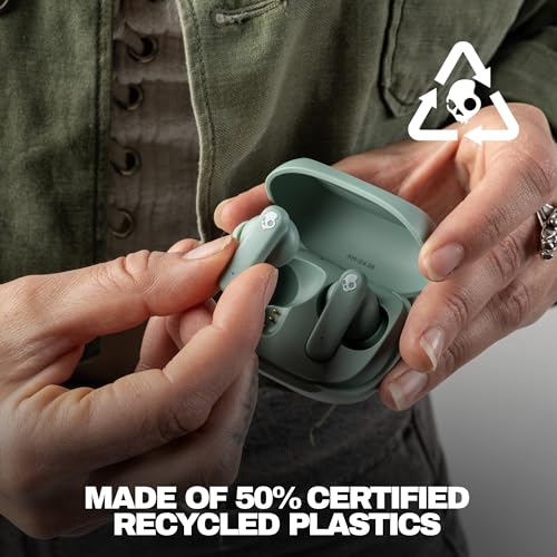 Skullcandy Smokin’ Buds Wireless Noise Isolating Earbuds - Preppy Sage | In-Ear Fit, Bluetooth, 20 Hours Battery, IPX4 Sweat and Water Resistant, Microphone for iPhone Android, Commuting, Studying - color: Preppy Sage
