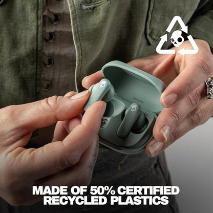 Skullcandy Smokin’ Buds Wireless Noise Isolating Earbuds - Preppy Sage | In-Ear Fit, Bluetooth, 20 Hours Battery, IPX4 Sweat and Water Resistant, Microphone for iPhone Android, Commuting, Studying - color: Preppy Sage