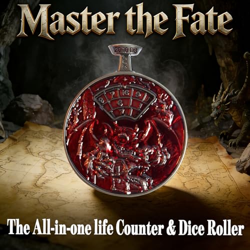DND Dice Roller D4-D20 Metal Pocket Watch 3D Dragon Art Scarlet | All-in-one dnd spinner dice. metal pocket watch design.press to roll. zinc alloy metal. mtg ttrpg gifts - color: Dice Roller-scarlet