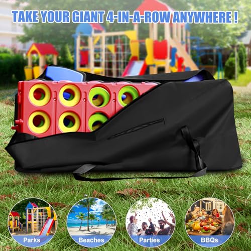 Heavy Duty Carrying Bag Compatible with Giant 4 in a Row Game,[Front Pocket+840d Oxford] Easy Storage for Jumbo 4 to Score Four Outdoor Yard Game Large Storage Bag(Game Not Included)