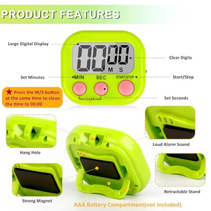 ZILLEEN Classroom Timer for Kids Teachers 2 Pack Digital Tmers, Green - color: Green & Green