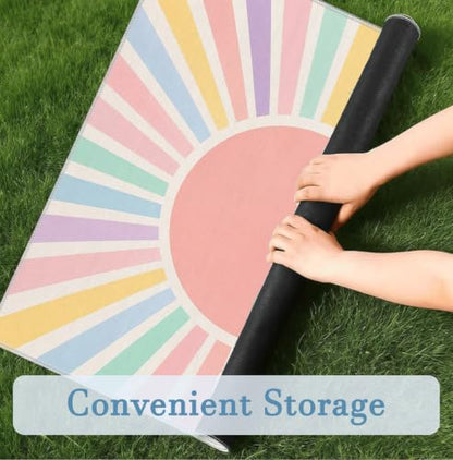 Boho Pink Pastel Rainbow Sunshine Mahjong Mat 31.5x31.5 Inch | Preppy Pastel Rainbow Sunshine Non-Slip Noise Reduction Mah Jong Table Mat Cover Gifts for Mahjong Lovers Dominoes - color: Boho Sunshine