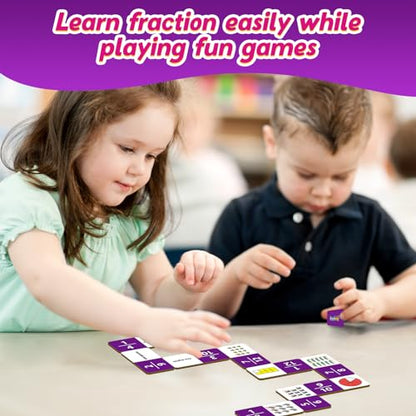 Kasfalci Fraction Dominoes Set,Math Games for Kids,Math Manipulatives,Counting Toys,Learning Games,Preschool Learning Activities,Homeschool Supplies,Kindergarten Classroom Must Haves,1st 2nd 3rd Grade - style: Fraction