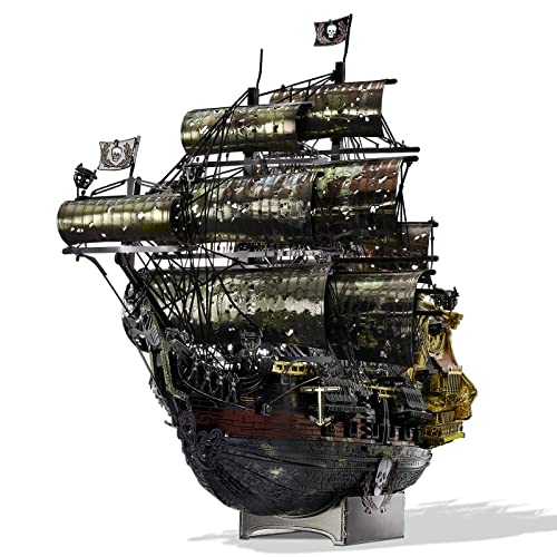 Piececool 3D Metal Puzzles for Adults, The Queen Anne's Revenge Pirate Ship Model Kits, 3D Watercraft Model Building Kit, DIY Craft Kits Difficult 3D Puzzles for Family Time - color: Anne's Revenge