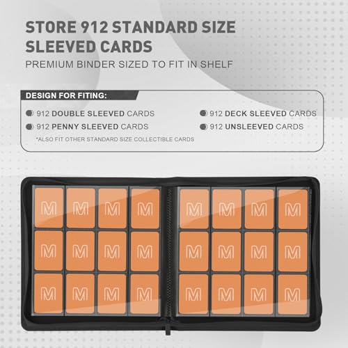 Premium Card Binder 12 Pocket for 720 Pockets Trading Card Binder, PU Zipper Card Collection Album, Sturdy Side-Loading Card Book Holder for MTG, TCG, Game Cards, Sports Cards - color: 12 Black