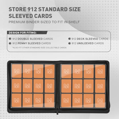 Premium Card Binder 12 Pocket for 720 Pockets Trading Card Binder, PU Zipper Card Collection Album, Sturdy Side-Loading Card Book Holder for MTG, TCG, Game Cards, Sports Cards - color: 12 Black