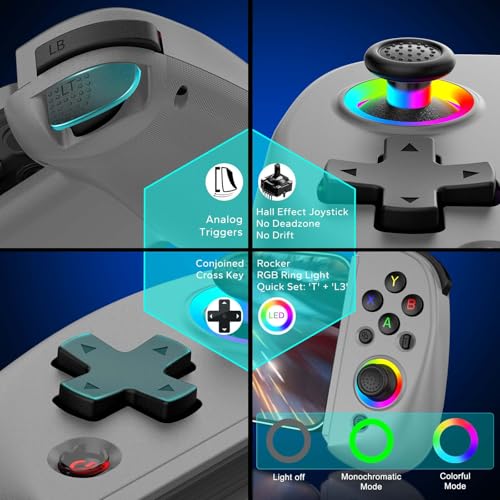 Joso Mobile Gaming Controller for iPhone/iPad/Tablet, Android Wireless Controller with Hall Effects Joysticks, Support PC/Switch, Play Cloud Games/PS Remote Play/COD/Genshin Impact & More - Grey - color: Grey