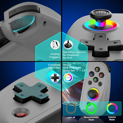 Joso Mobile Gaming Controller for iPhone/iPad/Tablet, Android Wireless Controller with Hall Effects Joysticks, Support PC/Switch, Play Cloud Games/PS Remote Play/COD/Genshin Impact & More - Grey - color: Grey