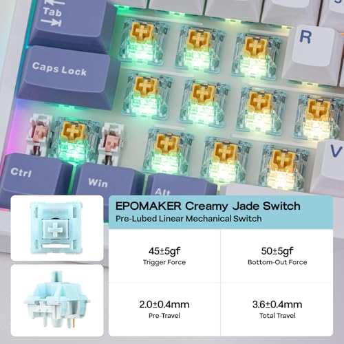 EPOMAKER TH108 PRO Full Size Mechanical Keyboard with Screen & Knob, Wireless Gaming Keyboard with 10000mAh, Creamy Gasket, Hot Swap, Custom Driver, RGB Backlight (White, Creamy Jade) - color: White, size: Creamy Jade