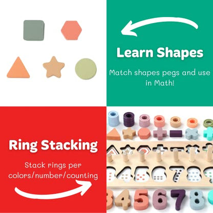 GeroCrew Toddler Montessori Toys Teaches Number, Counting, Math, Stacking Fun Preschool Learning Activates for Boy and Girl | Year Old Boy Gifts and Beyond! (Macaron) - color: Macroon