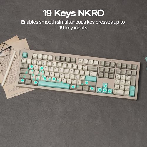 MechLands Aula S102 Membrane Gaming Keyboard with Number Pad, 100% Full Size Layout, USB-C Wired, RGB Backlit, Creamy Silicone Structure, Silent Keyboard for PC Game/Office (Grey) - color: Grey
