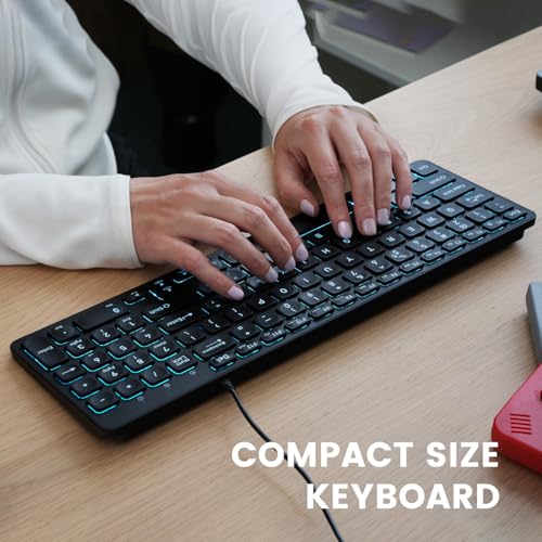 Perixx PERIBOARD-333RGB Wired Backlit USB Keyboard- X Type Scissor Keys - Compact 14.25x4.57x0.83 Inches - Big Print Letters - RGB Backlit - US English - style: Wired Backlit