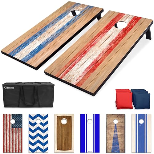 GoSports Portable Cornhole Sets, 8 Styles – Choose 4 x 2 ft or 3 x 2 ft - Boards Include 8 Bean Bags, Travel Case, and Game Rules - style: 4 x 2 ft Barnwood
