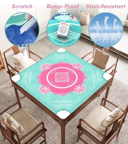 Mahjong Mat for Table, American Mahjong Mat(Green) | 31.5" x 31.5",Anti-Slip, Noise-Reducing Gaming Mat for Mahjong/Poker/Board Games/Card Games/Dominoes - color: Green