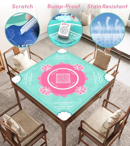 Mahjong Mat for Table, American Mahjong Mat(Green) | 31.5" x 31.5",Anti-Slip, Noise-Reducing Gaming Mat for Mahjong/Poker/Board Games/Card Games/Dominoes - color: Green