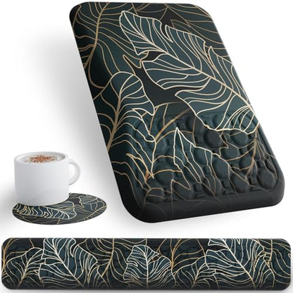 Ospelelf Keyboard Wrist Rest Ergonomic Mouse Pad with Wrist Rest Support Wrist Rest for Computer Keyboard, Green - color: Green Leaf