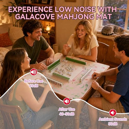 33" x 33" Blush Wild Blossom American Mahjong Mat - Non-Slip Neoprene Pad, Noise Reducing, Easy Clean, Portable for Home, Travel & Airbnb - color: Blush Wild Blossom
