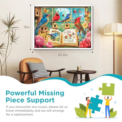 Jigsaw Puzzles for Kids Adults Seniors 300 Pieces, Bird Book 300 Pieces Adult Puzzle, Challenging Yet Relaxing Pieces Puzzle Game for Kids Adults Seniors, Thick Cardboard Jigsaw Puzzle - style: Birds