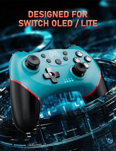 Diswoe Switch Pro Controller, Wireless Switch Controller for Switch 2/Lite/OLED, Bluetooth Gaming Controller with Hall Effect Joystick, Controller for PC/Android Phone with Gyro Sensor Turbo Vibration - color: Blue