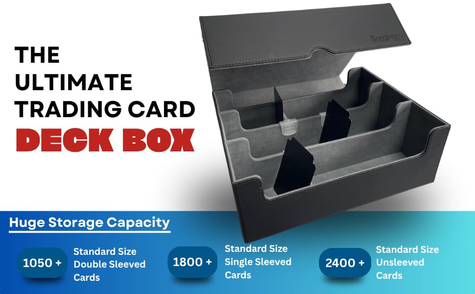 XL Trading Card Storage Box PU Leather Strong Magnetic Closure Commander Deck Case Fits 1800+ Single Sleeved Cards for MTG YuGiOh Pokemon and Sports Cards