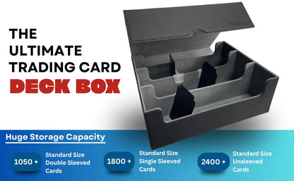 XL Trading Card Storage Box PU Leather Strong Magnetic Closure Commander Deck Case Fits 1800+ Single Sleeved Cards for MTG YuGiOh Pokemon and Sports Cards