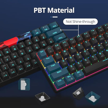surmen 60% Mechanical Gaming Keyboard with Linear Red Switch, Wired Mini Compact Keyboard 60 Percent Backlit for Laptop Desktop PC Gamers（61 Monster B-Rainbow） - color: 61 Monster B-Rainbow