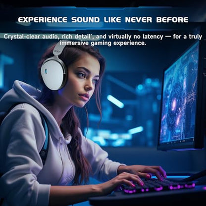 Acer 2.4GHz Wireless Gaming Headsets for PS5, PS4, PC, Switch, Tri-Mode Gaming Headphones with Noise Canceling Mic, Stereo Sound, 40+Hr Battery, 50mm Drivers - White - color: White
