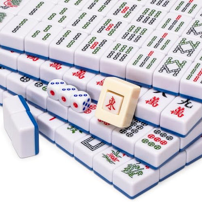 Yellow Mountain Imports “Bleau Royal” Chinese Mahjong Set with 146 Medium Tiles and Blue Vinyl Case — for Chinese Style Gameplay Only [「皇天藍」中國麻將] - color: Deep Indigo