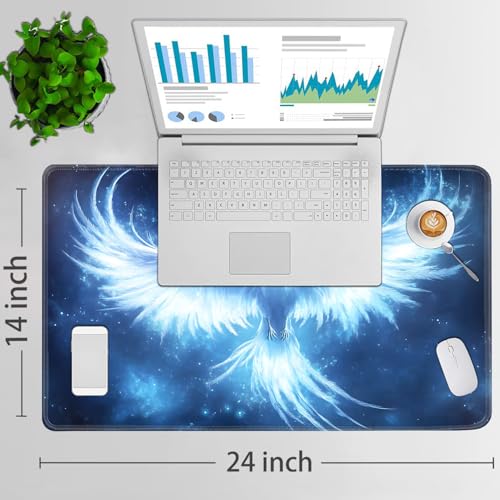 for MTG Game Playmat - 24 x 14 inches with Dices and Storage Bags, Non-Slip Base for TCG and Board Game Card Mats, Trading Card Games Mat, White Phoenix Pattern Collectible Card Playmats - color: Jv-playmat-p7-1-d100