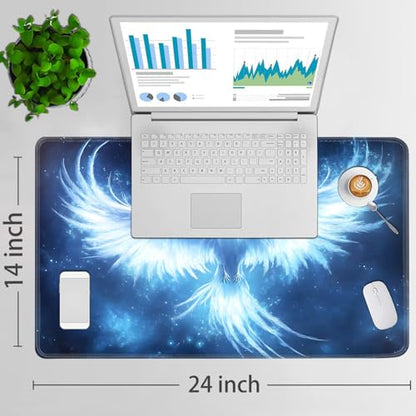 for MTG Game Playmat - 24 x 14 inches with Dices and Storage Bags, Non-Slip Base for TCG and Board Game Card Mats, Trading Card Games Mat, White Phoenix Pattern Collectible Card Playmats - color: Jv-playmat-p7-1-d100