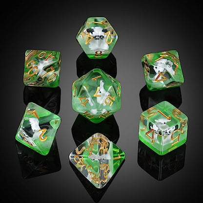 Enchanting Cat Dice Set D&D, DNDND 7PCS Resin DND Dice with Velvet Bag for Dungeons and Dragons Role Playing Games and Tabletop Games（Enchanting Cat - color: Cat-enchanting