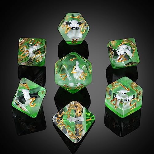 Enchanting Cat Dice Set D&D, DNDND 7PCS Resin DND Dice with Velvet Bag for Dungeons and Dragons Role Playing Games and Tabletop Games（Enchanting Cat - color: Cat-enchanting