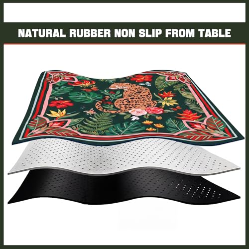 Drydiet Mahjong Mat for Table 31.5 x 31.5 Inch American Mahjong Mat with Carrying Bag, Non-Slip Noise Reduction Table Item for Family Poker Domino Board Game Night & Party Use(Leopard) - style: Leopard