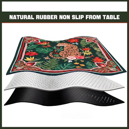 Drydiet Mahjong Mat for Table 31.5 x 31.5 Inch American Mahjong Mat with Carrying Bag, Non-Slip Noise Reduction Table Item for Family Poker Domino Board Game Night & Party Use(Leopard) - style: Leopard