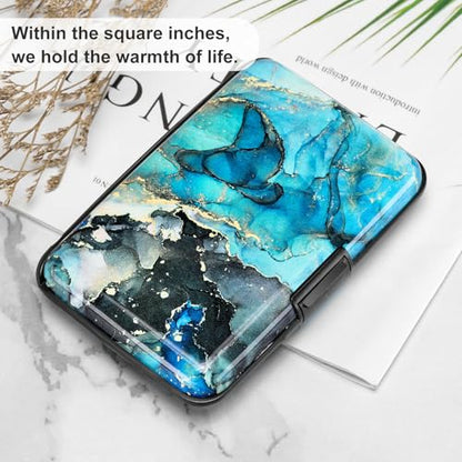 RFID Blocking Credit Card Protector Aluminum ID Case Hard Shell Business Card Holders Metal Wallet for Men or Women (Graygreen Marble) - color: Graygreen Marble