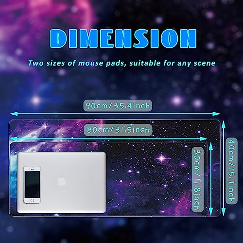 Desk Mat, Galaxy Nebula Universe Space Extended Gaming Mouse Pad Large, Big Mouse Pad with Non-Slip Base and Stitched Edge, Long Computer Keyboard Mouse Mat for Home Office - color: Galaxy Nebula Universe Space, size: 15.7" x 35.4"