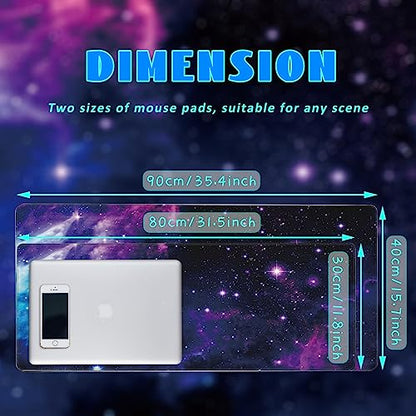 Desk Mat, Galaxy Nebula Universe Space Extended Gaming Mouse Pad Large, Big Mouse Pad with Non-Slip Base and Stitched Edge, Long Computer Keyboard Mouse Mat for Home Office - color: Galaxy Nebula Universe Space, size: 15.7" x 35.4"