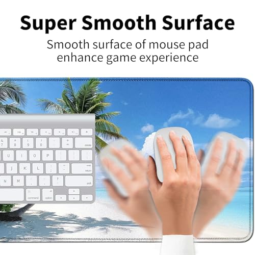White Sandy Beach for MTG & TCG Playmat Mouse Pad,BFDHGQZC 24" x 14" Game Mat for MTG/RPG/CCG Trading Card Game Playmats Table Mat Perfect for Card Games Video Games Computer Office - color: White Sandy Beach