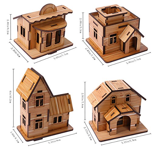 3D Wooden Puzzle, Mini DIY Model House Kit Educational Toys Jigsaw Puzzles Gift for Children and Adult