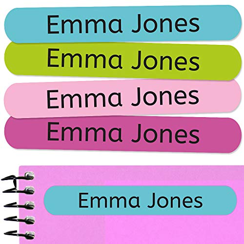 50 Personalized Adhesive Labels to Mark Objects 2.3 x 0.4 in. Waterproof Stickers to Mark School Supplies, Books, kindergartens Goods, Summer Camps, Children's Toys, etc. - color: Palette 9