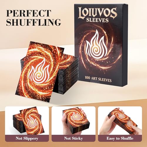 MTG Card Sleeves, Fire Style with Extra 100 Perfect Fit Inner Sleeves | Textured Matte Back, Double Protection, Standard Size - style: Fire
