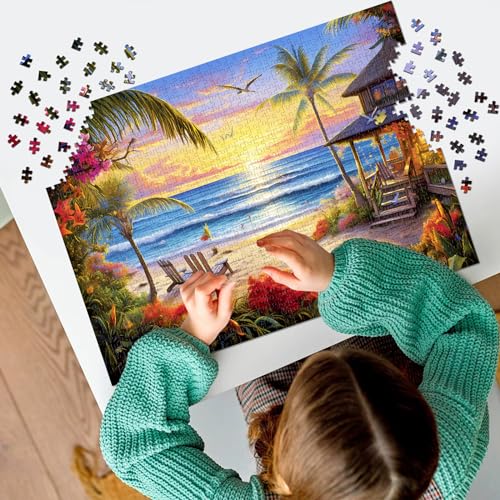 2 Pack Puzzles for Adults 1000 Pieces-Hawaii Beach & Moraine Lake Difficult Jigsaw Puzzles for Adults,Hard Jigsaw Puzzle Decorations DIY Leisure Game Toy Suitable Family Friends(27.5x20 inches) - style: Hawaii Beach & Moraine Lake