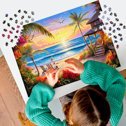 2 Pack Puzzles for Adults 1000 Pieces-Hawaii Beach & Moraine Lake Difficult Jigsaw Puzzles for Adults,Hard Jigsaw Puzzle Decorations DIY Leisure Game Toy Suitable Family Friends(27.5x20 inches) - style: Hawaii Beach & Moraine Lake